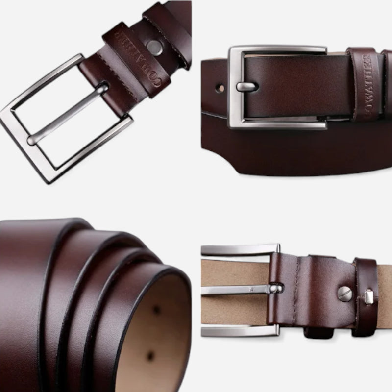 Ceinture Cuir Marron Foncé Unisexe