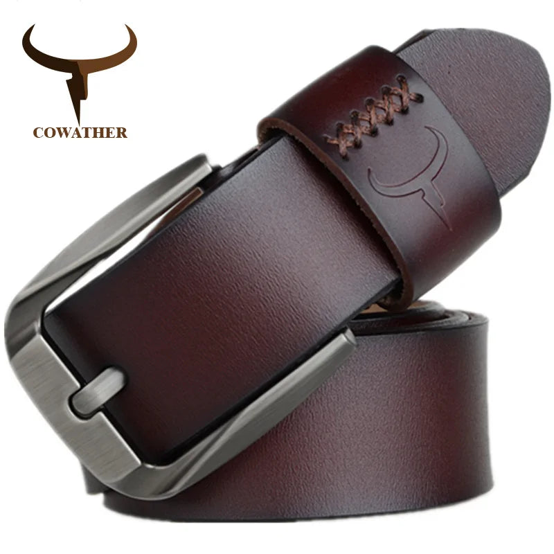 Ceinture Cuir Véritable Marron Foncé Homme