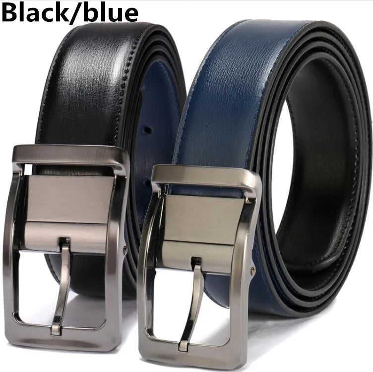 Ceinture Cuir Noir et Marine Réversible Homme
