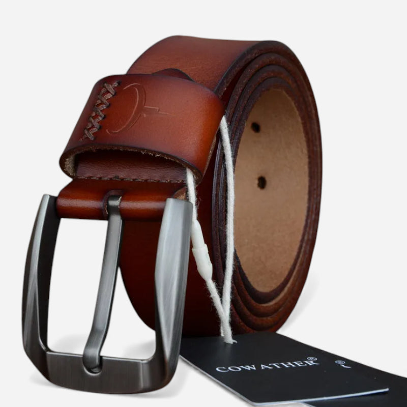 Ceinture Cuir Véritable Marron Cognac Homme