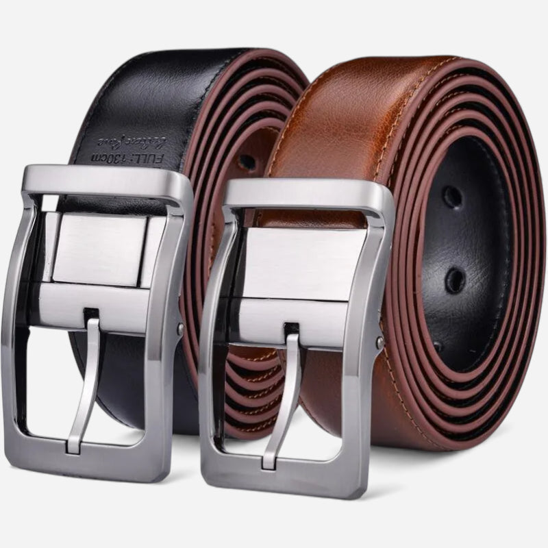 Ceinture Cuir Marron et Noir Réversible Homme - Réversible 2 en 1