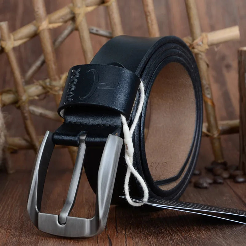 Ceinture Cuir Véritable Noir Homme
