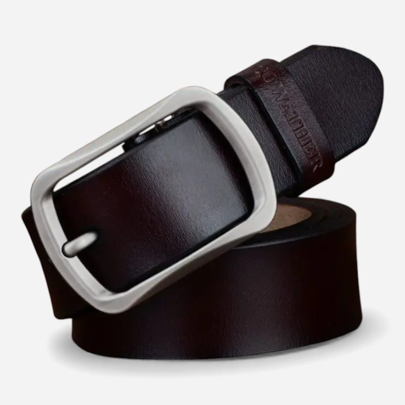 Ceinture En Cuir Marron Très Foncé