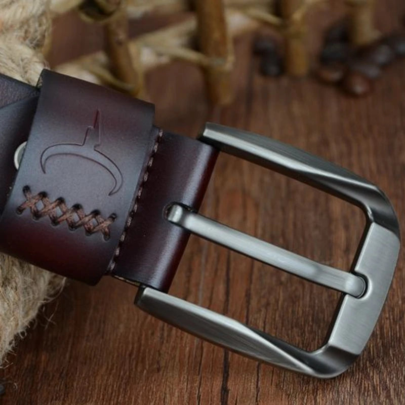 Ceinture Cuir Véritable Marron Foncé Homme