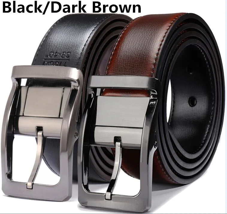 Ceinture Cuir Marron Réversible Homme