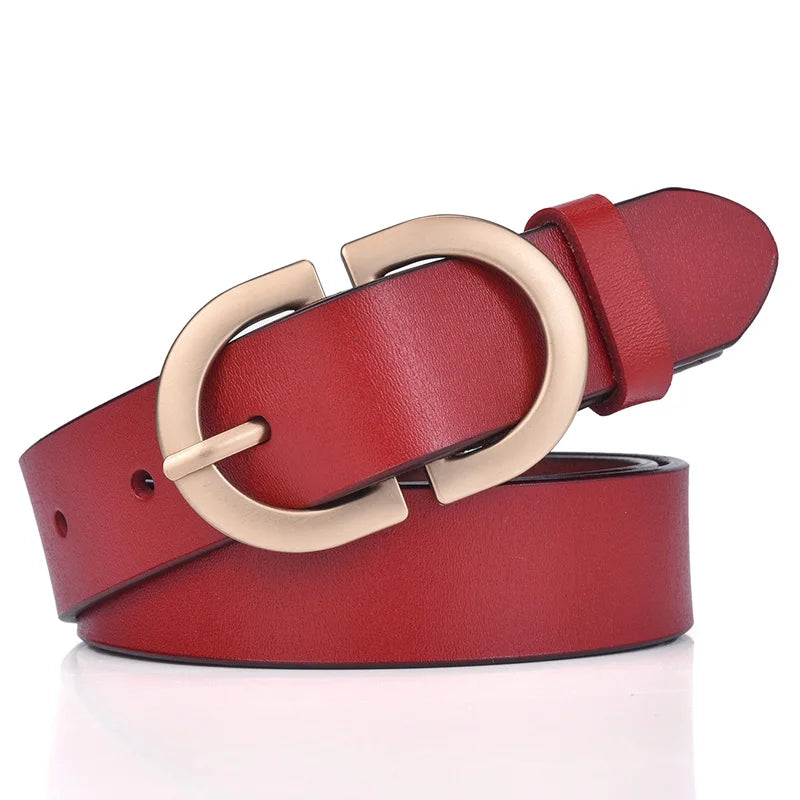 Ceinture Cuir Rouge Bordeaux Femme