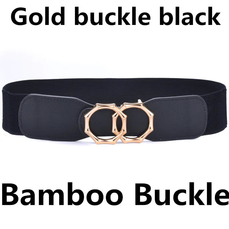 Ceinture Elastique Large Léopard Boucle Dorée Femme