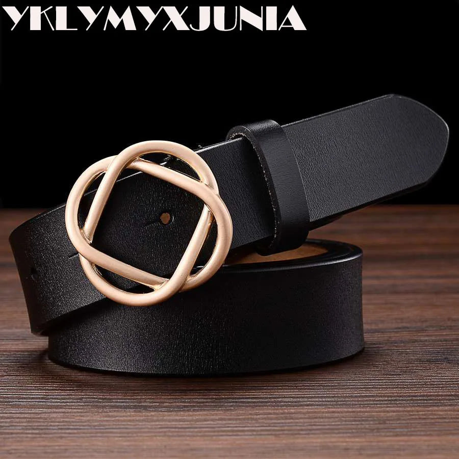 Ceinture Cuir Blanc Boucle Design Dorée Femme