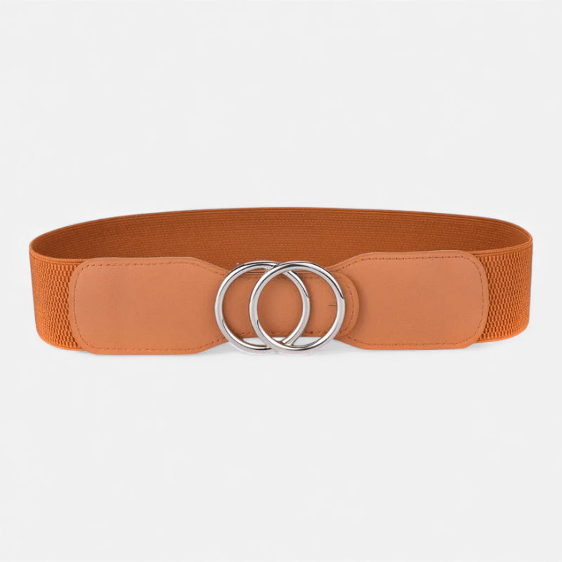 Ceinture Elastique Camel Large Boucle Argentée Femme