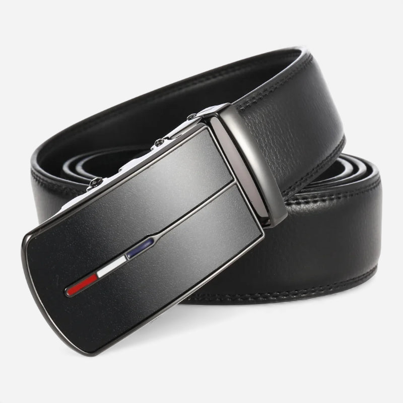 Ceinture Cuir Noir Automatique Drapeau Français