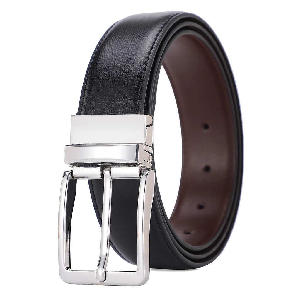 Ceinture Cuir Noir Boucle Grise Homme