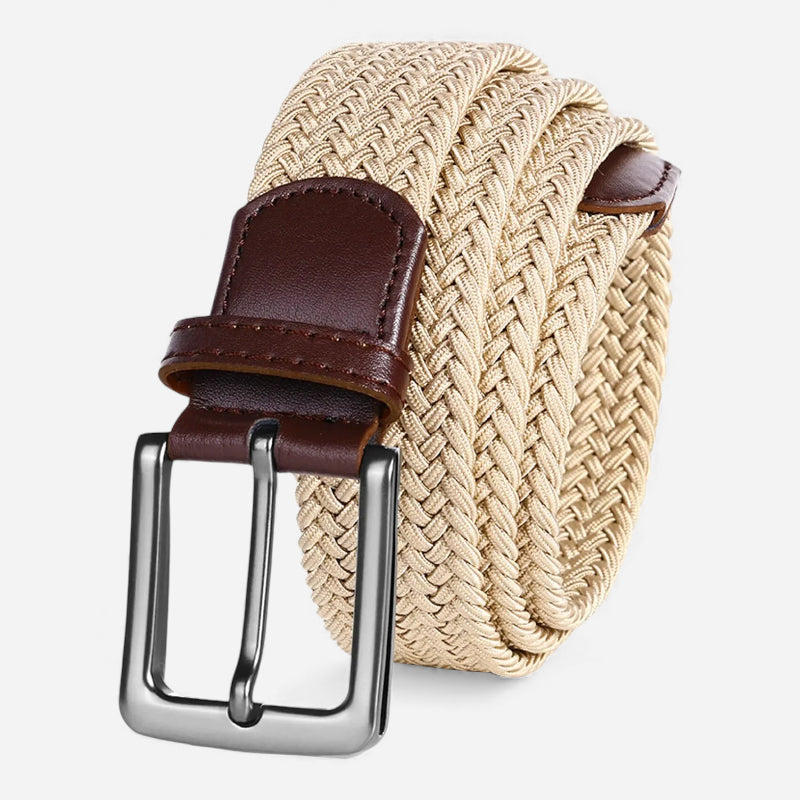 Ceinture Tissu Tressé Beige Crème Unisexe