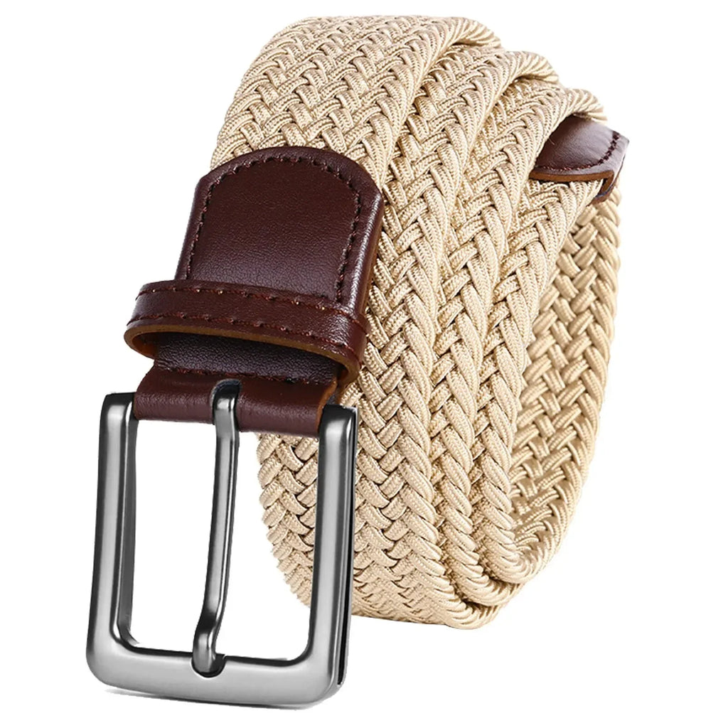 Ceinture Tissu Tressé Beige Crème Unisexe
