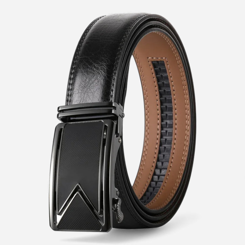 Ceinture Cuir Noir Vintage Automatique Homme