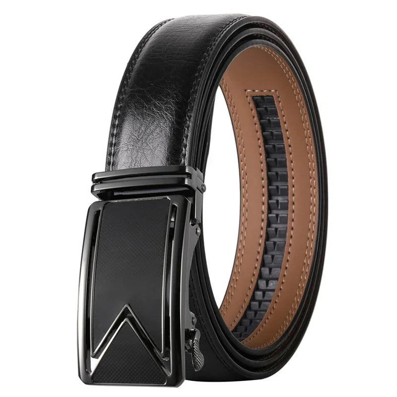Ceinture Cuir Noir Vintage Automatique Homme