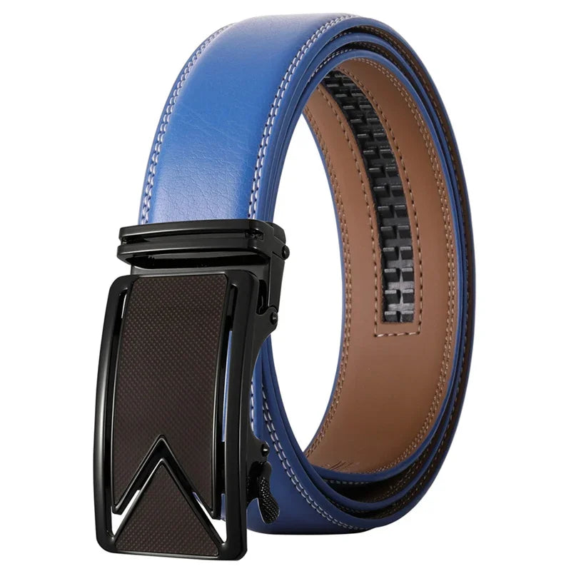 Ceinture Cuir Bleu Automatique Homme