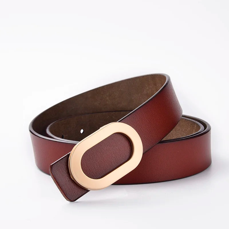 Ceinture Femme Cuir Marron Boucle Dorée