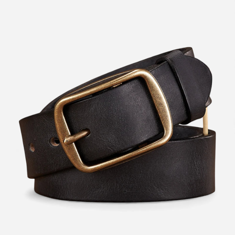 Ceinture Cuir Noir Premium Boucle Dorée Pour Homme & Femme