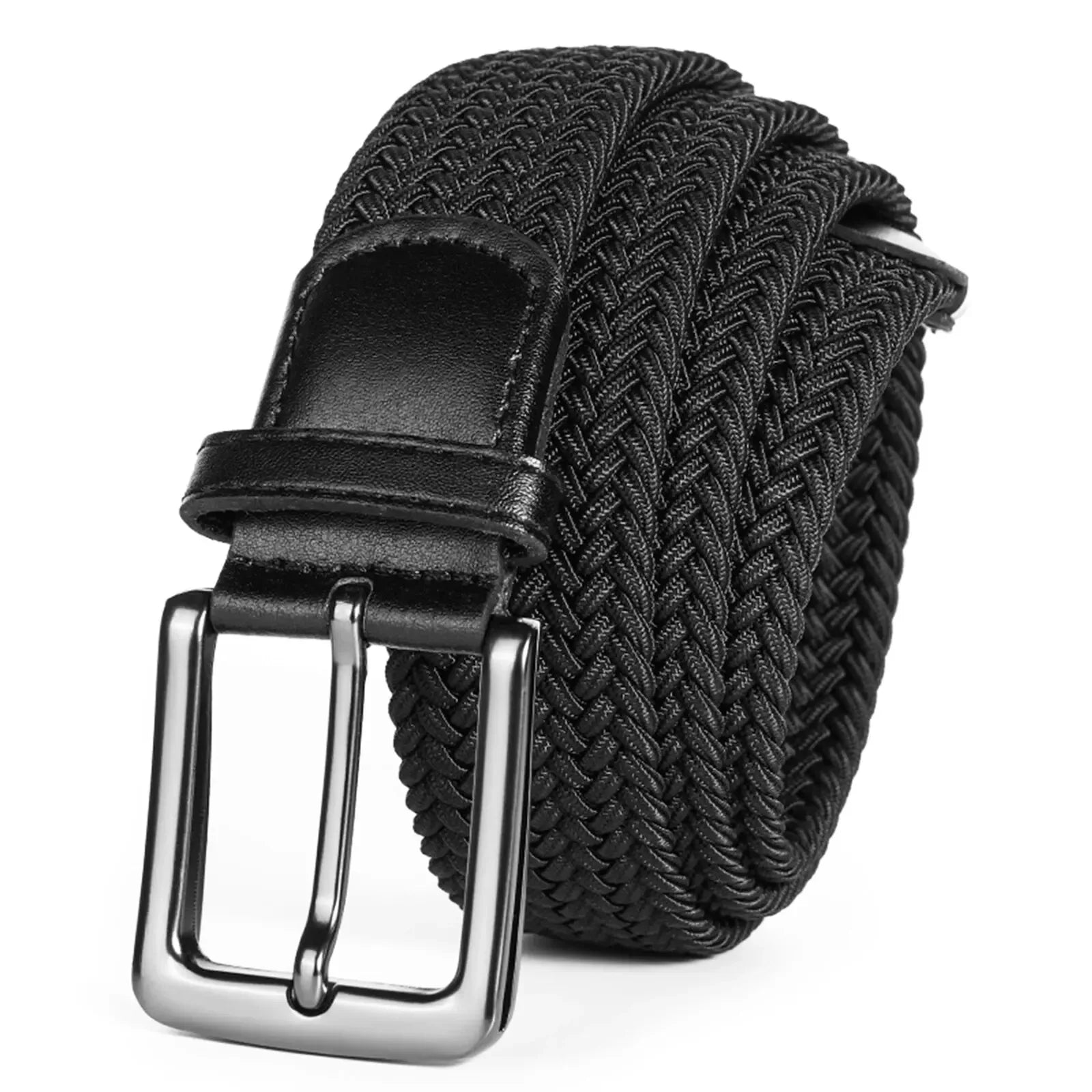 Ceinture Tissu Tressé Marron Foncé Unisexe