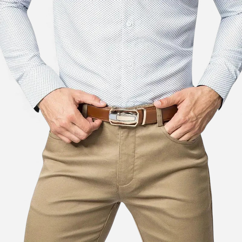 Ceinture Marron Boucle Dorée - Automatique