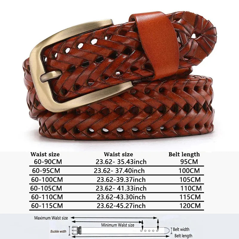 Ceinture Cuir Tressée Marron