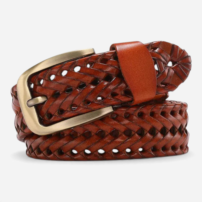 Ceinture Cuir Tressée Marron