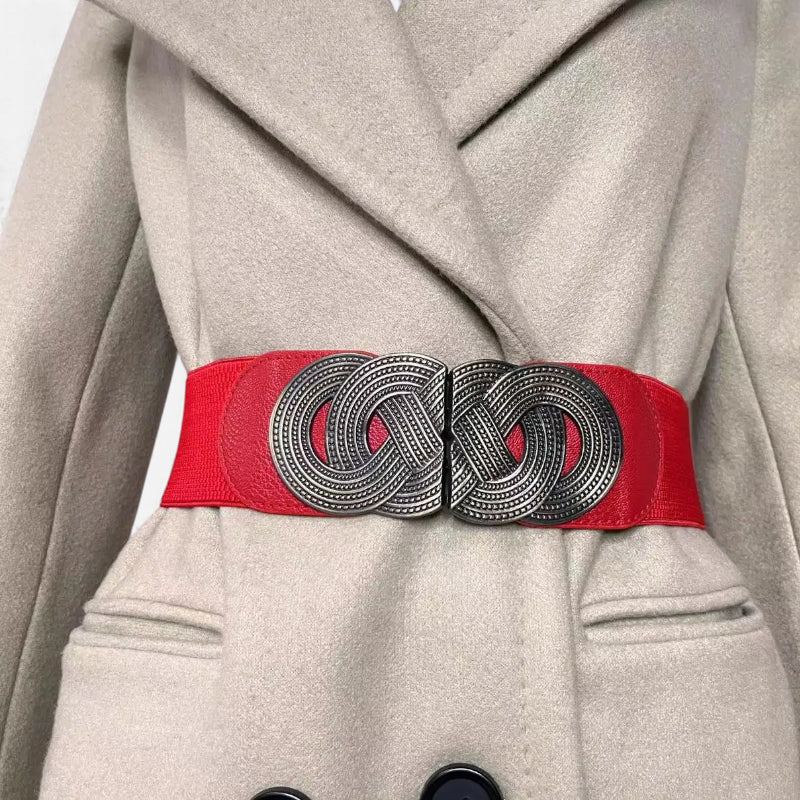 Ceinture Large Elastique Femme Rouge