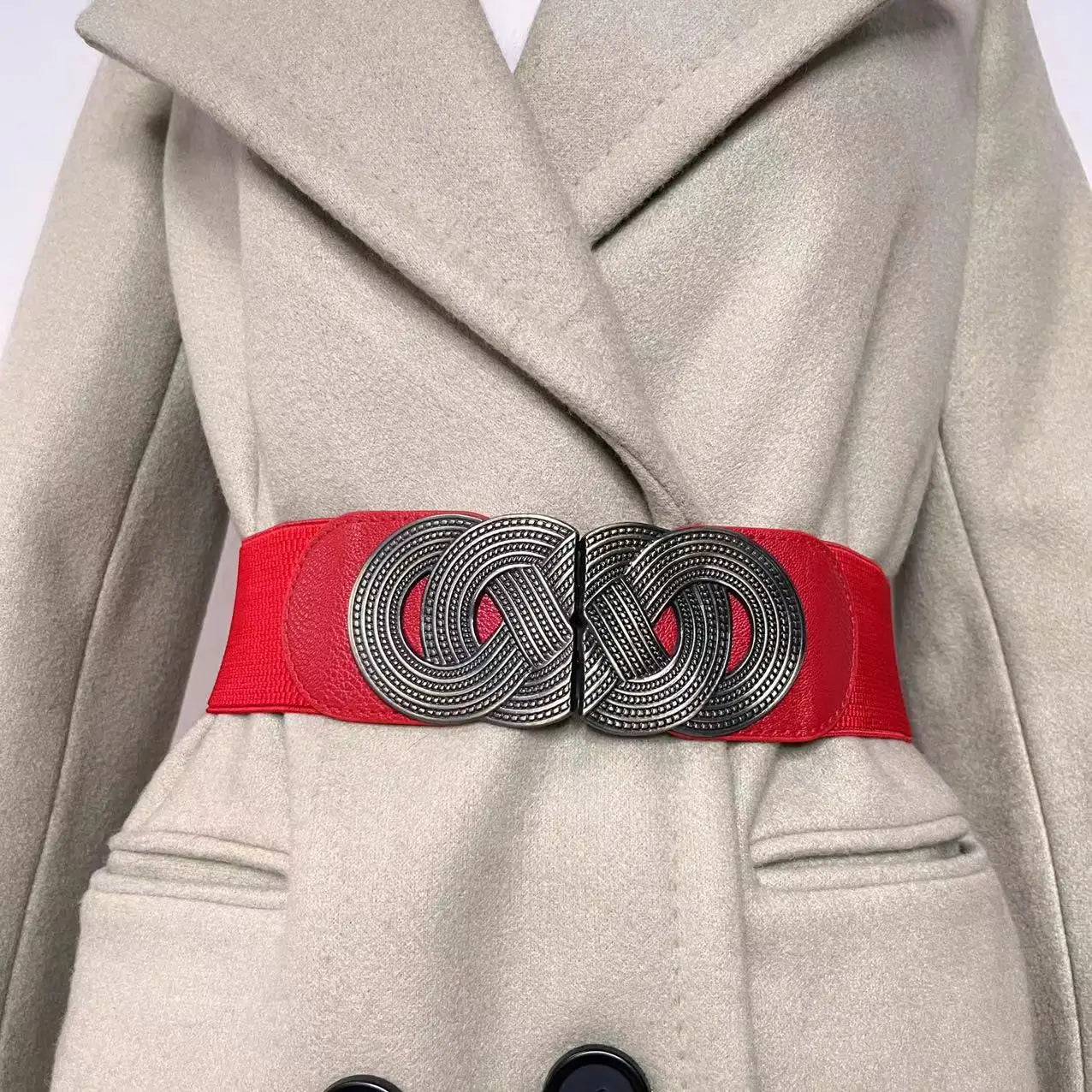 Ceinture Large Elastique Femme Rouge