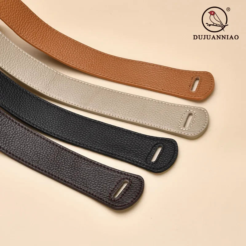 Ceinture à Nouer Cuir Véritable Souple Noir Taille Haute Femme