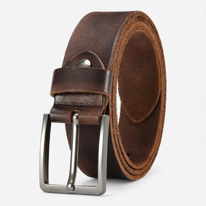 Ceinture Premium En Cuir Véritable Marron De Luxe
