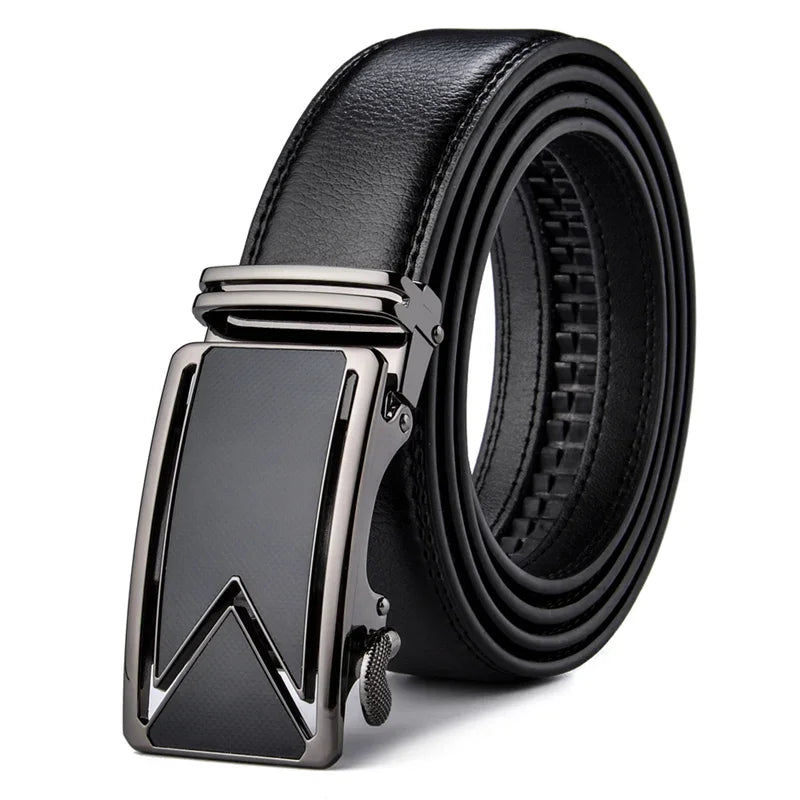 Ceinture Cuir Texturé Noir Automatique Homme