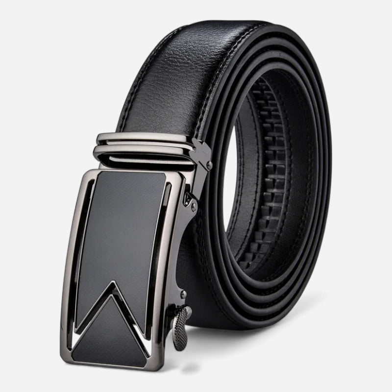 Ceinture Cuir Texturé Noir Automatique Homme