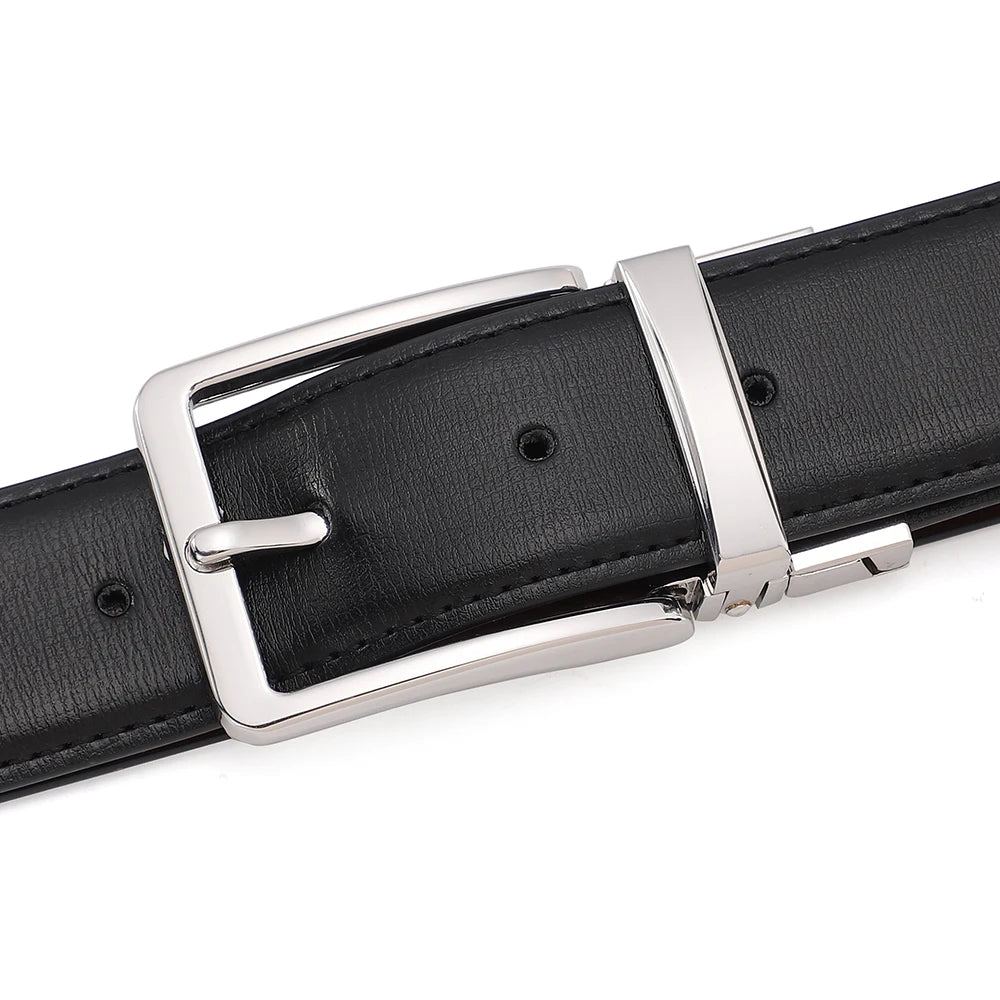 Ceinture Cuir Noir Boucle Gris Brillant Homme