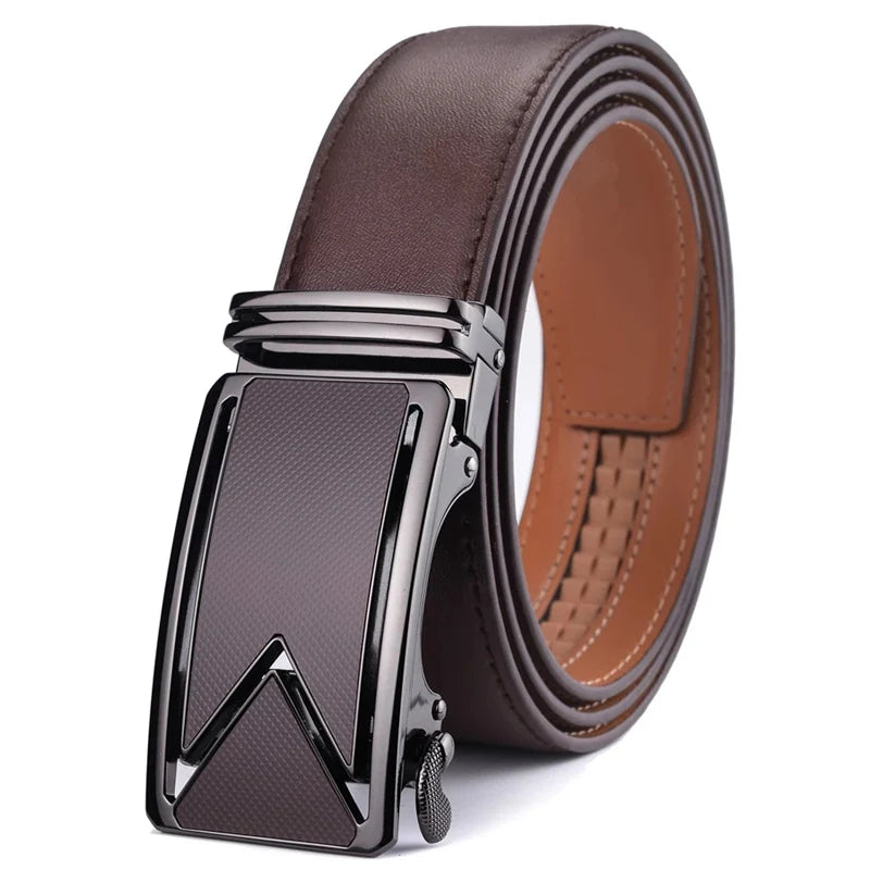 Ceinture Cuir Marron Très Foncé Automatique Homme