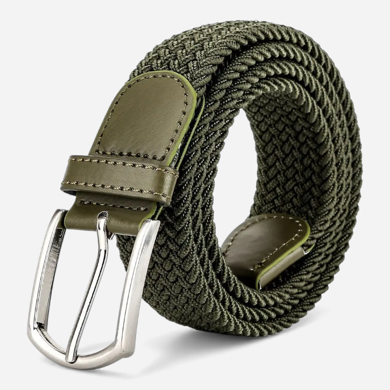 Ceinture Tissu Tressé Vert Kaki Unisexe