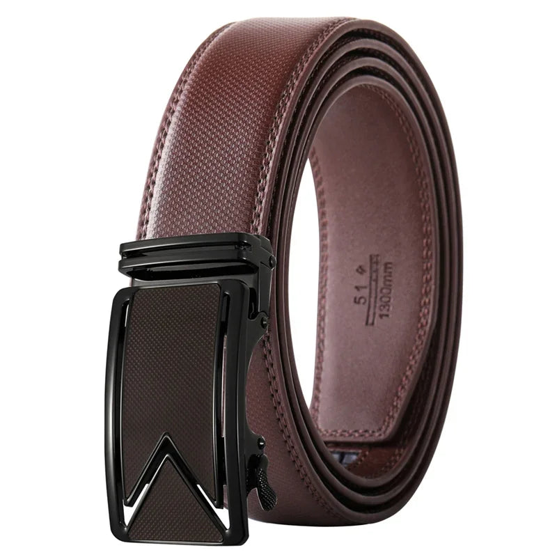 Ceinture Cuir Tressé Marron Foncé Automatique Homme