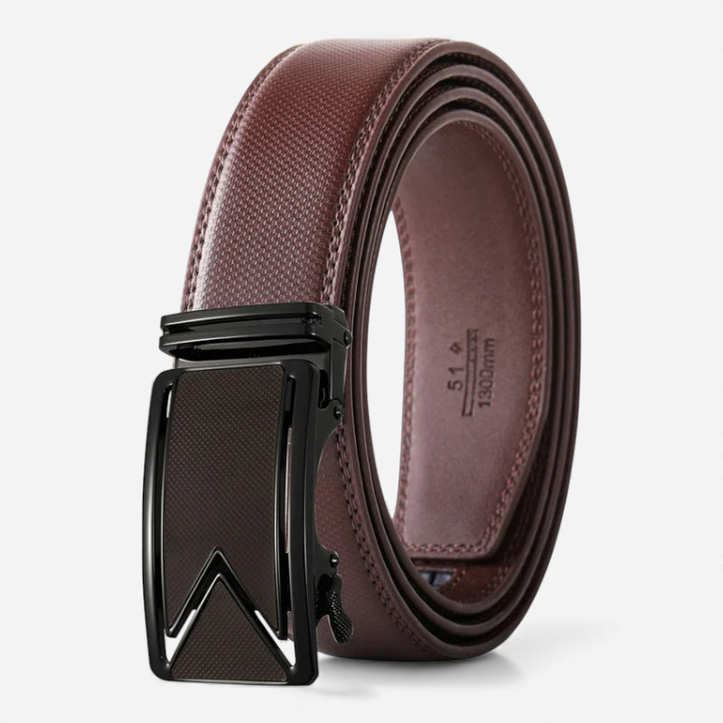 Ceinture Cuir Tressé Marron Foncé Automatique Homme