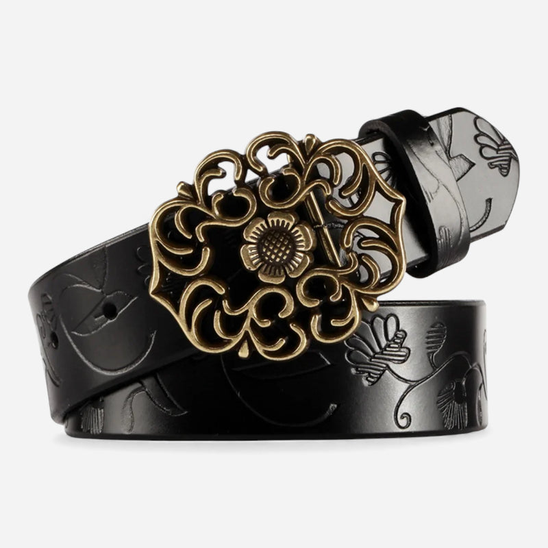 Ceinture Noire Boucle Dorée Femme