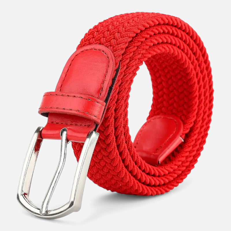 Ceinture Tissu Tressé Rouge Unisexe