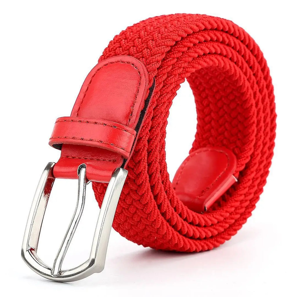 Ceinture Tissu Tressé Rouge Unisexe