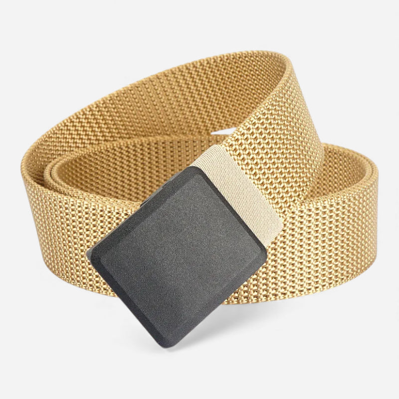 Ceinture En Toile Tactique Beige Boucle Automatique