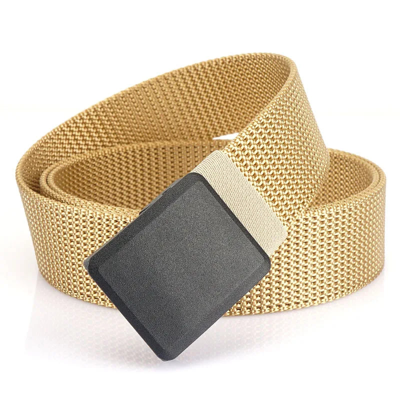 Ceinture En Toile Tactique Beige Boucle Automatique