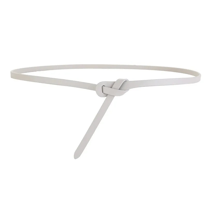 Ceinture Cuir Véritable Noir Fine à Nouer Robe Femme