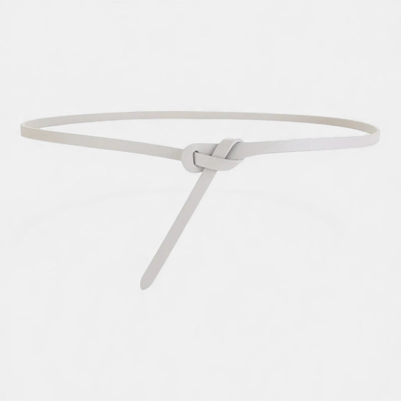 Ceinture Cuir Véritable Gris Fine à Nouer Robe Femme