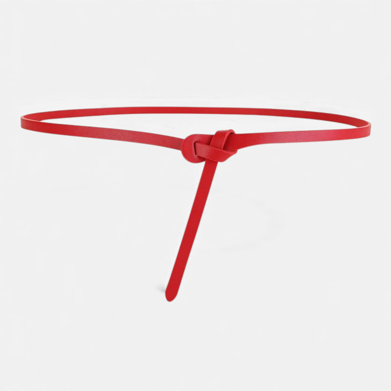 Ceinture Cuir Véritable Rouge Fine à Nouer Robe Femme