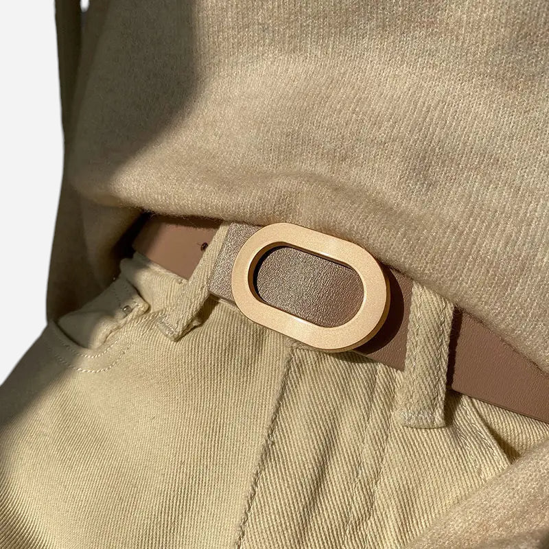 Ceinture Femme Cuir Marron Boucle Dorée