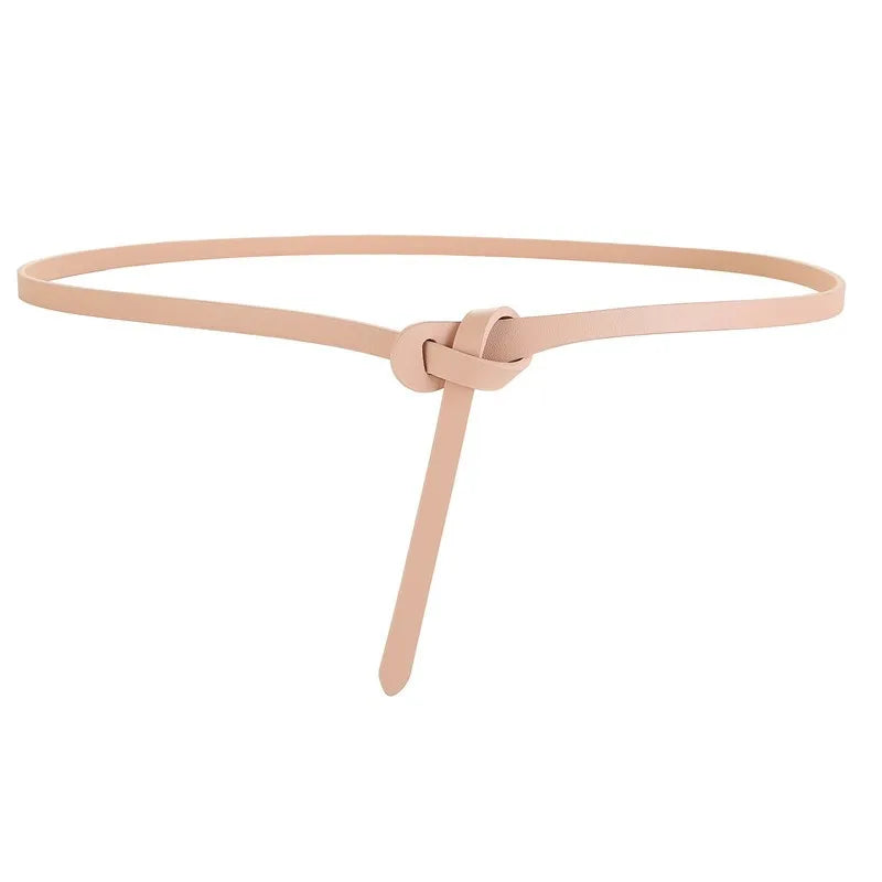 Ceinture Cuir Véritable Noir Fine à Nouer Robe Femme