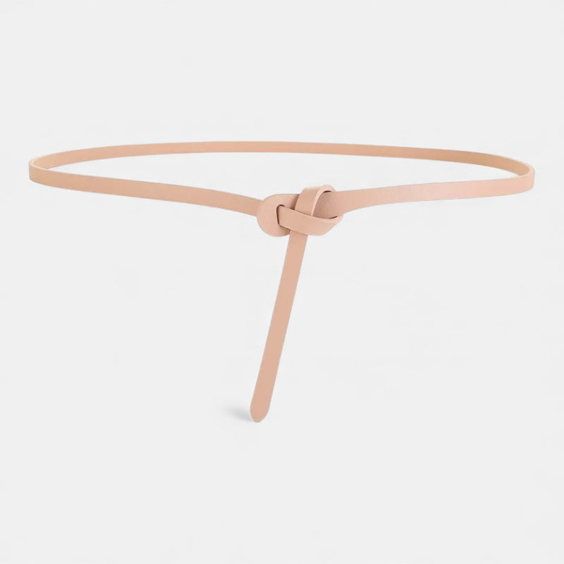 Ceinture Cuir Véritable Beige Fine à Nouer Robe Femme