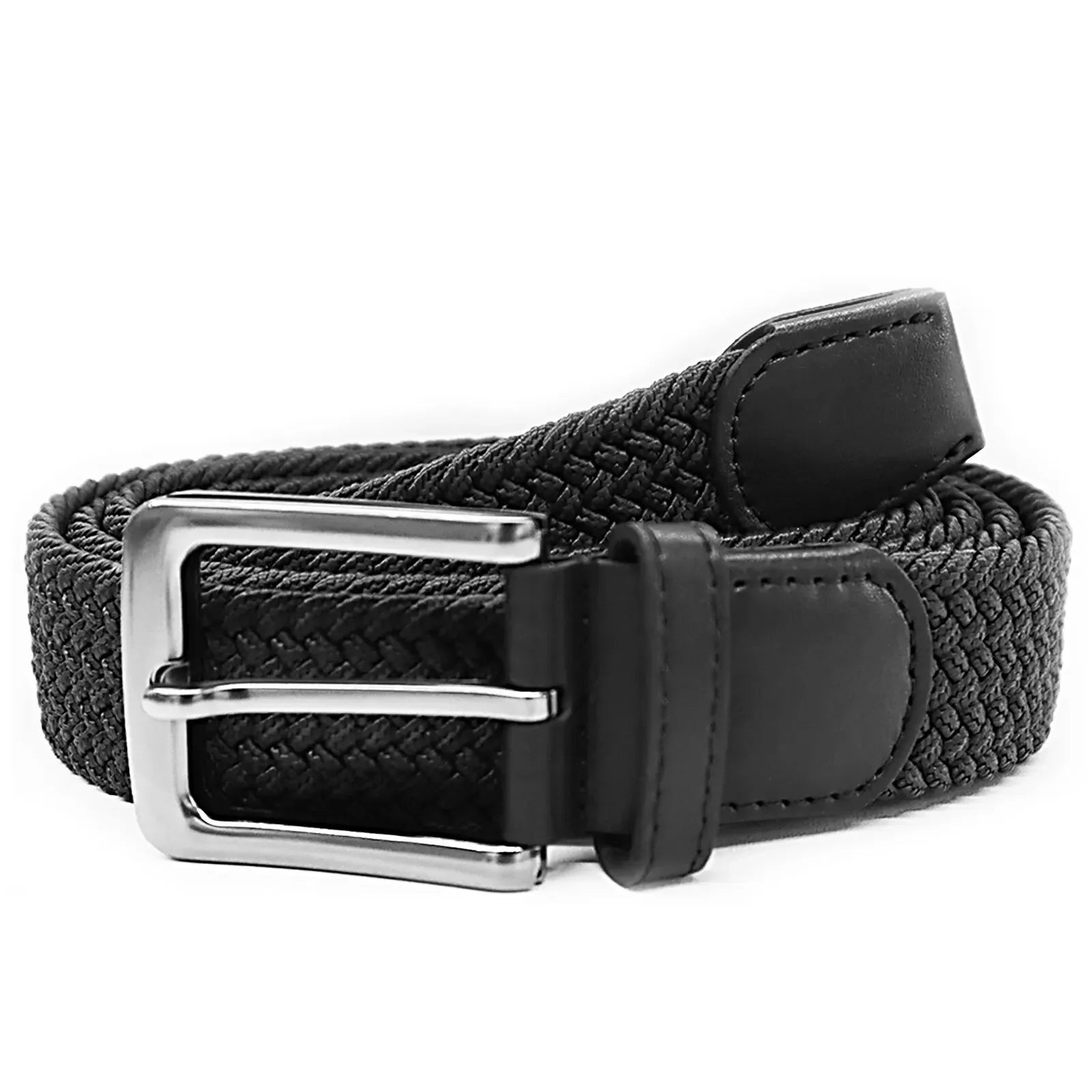 Ceinture Tissu Tressé Noir Unisexe