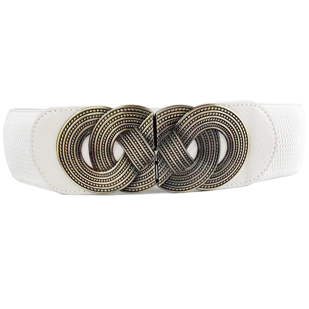Ceinture Large Tissu Elastique Blanche Femme